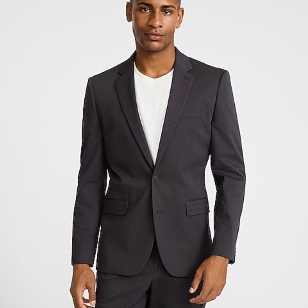 Express 46L Extra Slim Performance Suit Jacket | Dark Gray Charcoal Tailored Fit